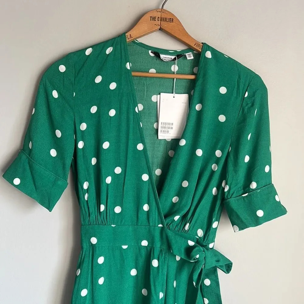 NEW & Other Stories Polka Dot Midi Wrap Dress - Picture 4 of 14